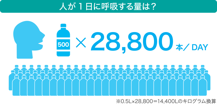 人は1日約20kg（※）の空気を吸う