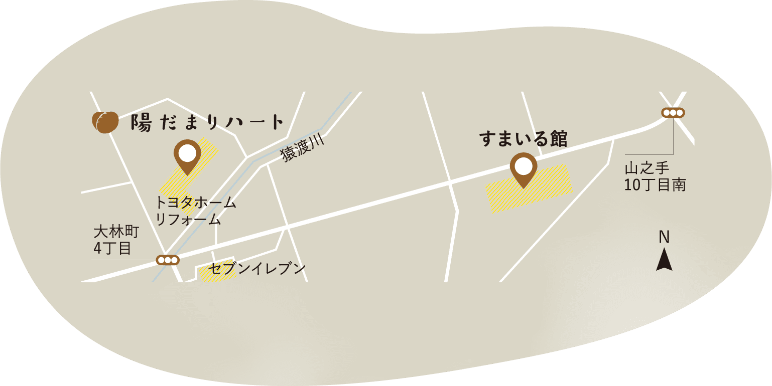 陽だまりハートのマップイラスト